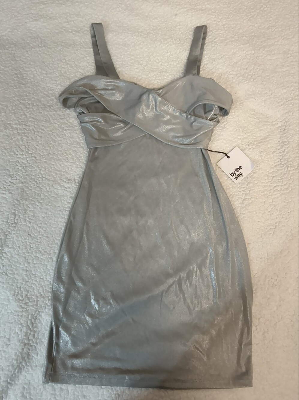 Dusty Blue Satin Dress - By The Way Tag